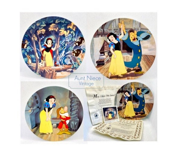 Vintage Snow White Disney Collector Plates Sold Individually Snow White Seven Dwarfs Collectible Bradford Exchange COA Retro Disney 1990s