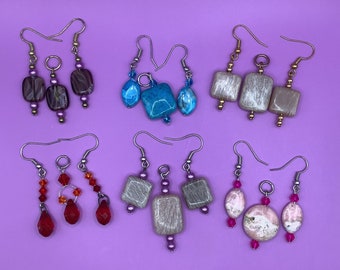 Czech Bead Pendant Earring Sets with Crystals