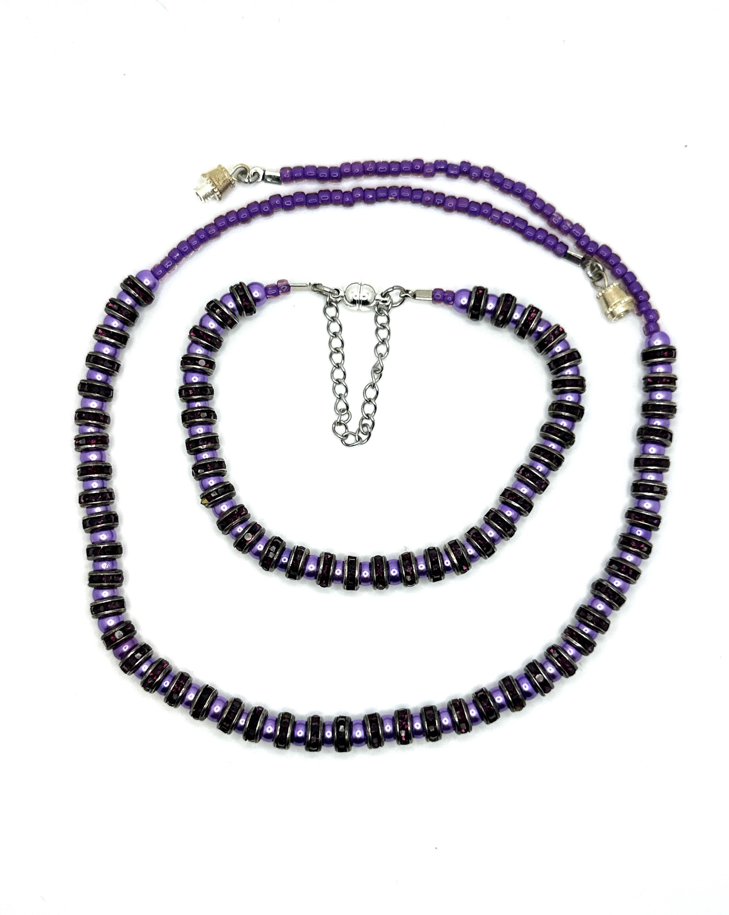 Purple Pearl With Purple Rondelle Crystal 16
