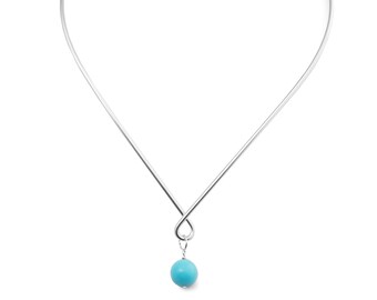 Shell Pearl Twisted V Choker - Turquoise