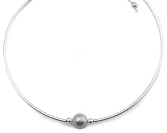 Shell Pearl Choker / Necklace – Grey