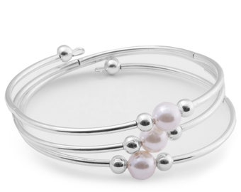 Shell Pearl Wrap Around Bracelet / Bangle – White