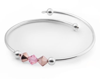 Swarovski Crystal Bracelet / Bangle – Shades of Pink and Rose Gold