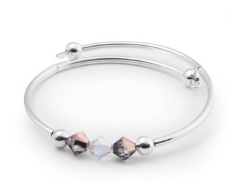 Swarovski Crystal Bracelet / Bangle – Grey and Black