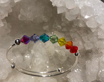 Rainbow Swarovski Crystal Bangle