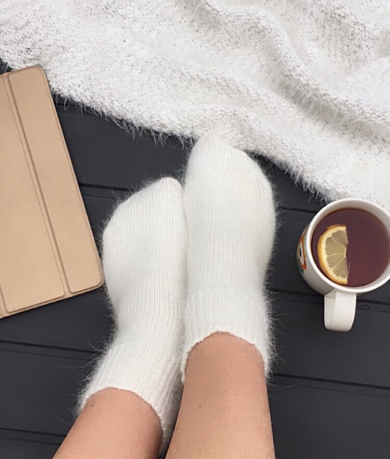 Angora hand knitted socks for him and for her home and Etsy