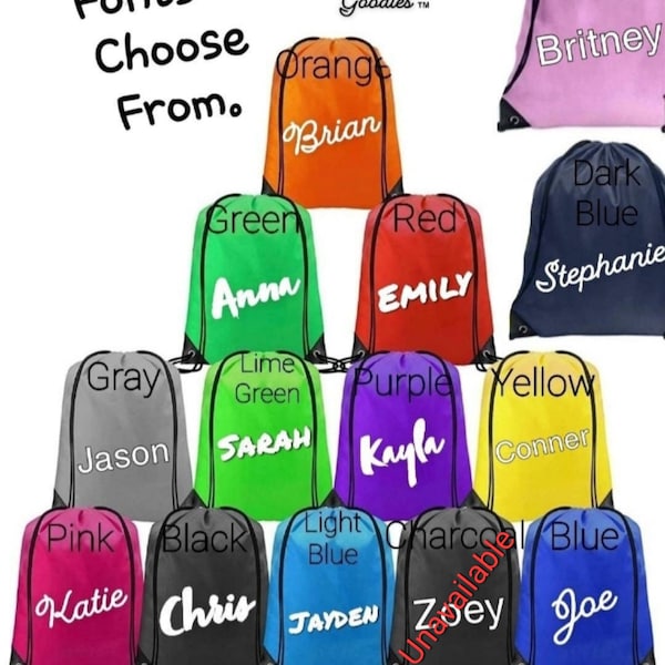 NAMES ONLY Drawstring Bags, Backpack, Tote bags, gym bag, polyester, Cinch bag, Bulk Discount, Sport, Team, Baseball, Basketball, Football