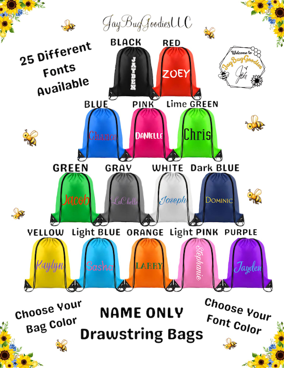 NAMES ONLY Drawstring Bags Backpack Tote Gym Polyester Cinch Bag Bulk Discount Sport Team Baseball Basketball Football Students Etsy