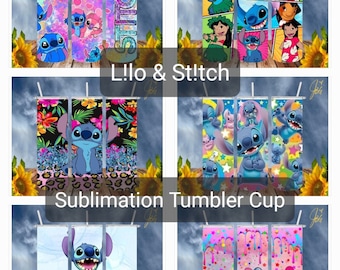 L!lo & St!tch 20 Oz Sublimation Tumbler Cup, 1 Lid, 2 Straws, 1 Straw Cleaner, Hot or Cold Drinks, Mug, Custom Tumbler, Drinking Cup.