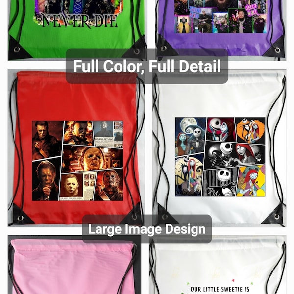 FULL COLOR Detailed Custom Image Drawstring Bag, Backpack, Tote, Gym, Cinch Bag, Bulk Discount, Sport, Team, Baseball, Basketball, Football