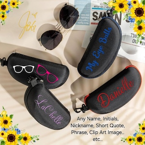 Opbergtas voor brillen, etui met ritssluiting, accessoiretas, draagbaar etui, multifunctioneel gebruik, draagtas met aangepaste naam, etui met clip, aanpasbaar, cadeau