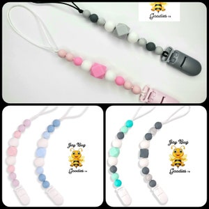 Multi Texture 9mm, 12mm, 14mm Silicone Bead Pacifier Clip. Binky Clip, Dummy Clip.