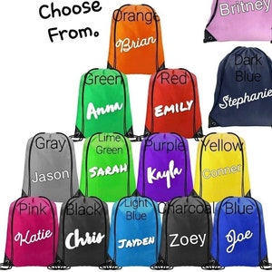NAME ONLY Drawstring Bags, Backpack, Tote bags, gym bag, polyester, Cinch bag, bulk discounts, Sport, Team, Baseball, Basketball, Football