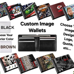 Carteira Bi-Fold, Imagem Personalizada, Logotipo de Design, Citação, Retrato, Memória, Presente, Personalizado, Popular, Todas as Idades, para Homens, Mulheres, Crianças, Marido, Pai