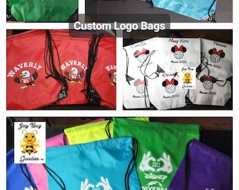 CUSTOM LOGO Drawstring Bags, Backpack, Tote bags, gym bag, polyester, Cinch bag, Bulk Discount, Sport, Team, Baseball, Basketball, football
