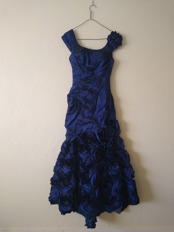 Navy Blue Gown, Formal Dress, Prom Dress, Vintage,