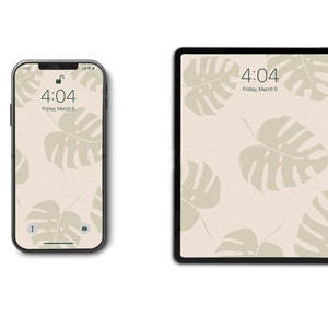 muted colors Monstera Plant IPhone wallpaper | IPad wallpaper bundle  | Instant download