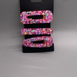 Pink Funfetti Clip| Haarklammern für Mädchen | Glitzer Haarspan | Geschenke für Mädchen | Acrylclip | Resin Haarspan | Schimmernde Haarklammer