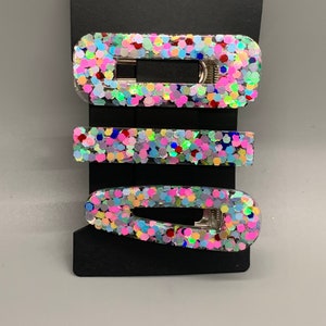 Funfetti Haarspank| Haarklammern für Mädchen | Glitzer Haarspan | Geschenke für Mädchen | Acrylclip | Resin Haarspan | Schimmernde Haarklammer
