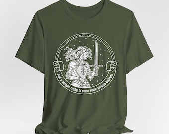 Female Warrior Unisex Tee, King Arthur and Her Knights, K M Shea T-shirt