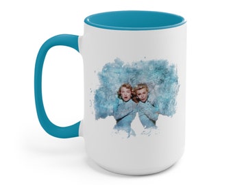 Sisters Mug with blue accent - White Christmas