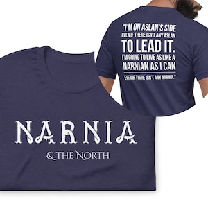 Live Like a Narnian, Unisex T-Shirt, Front and Back Design, Puddleglum Quote Heather Midnight Navy