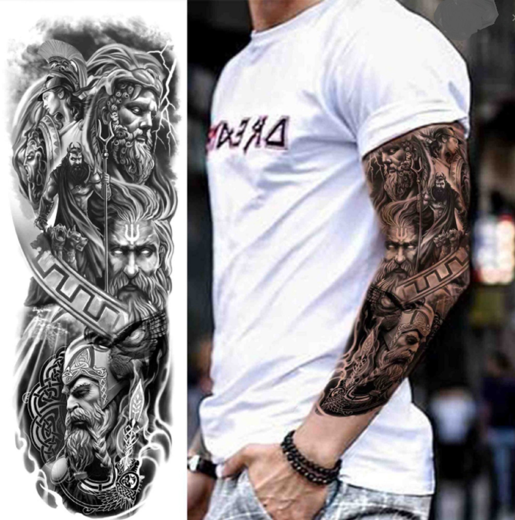 Buy God Full Sleeve Temporary Tattoo Black  Gray Tattoos God Zeus Online  in India  Etsy