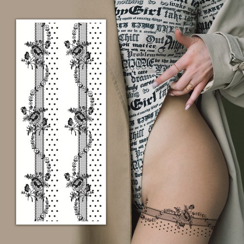 Image result for lace garter tattoo designs  Lace garter tattoos Garter  tattoo Band tattoo designs