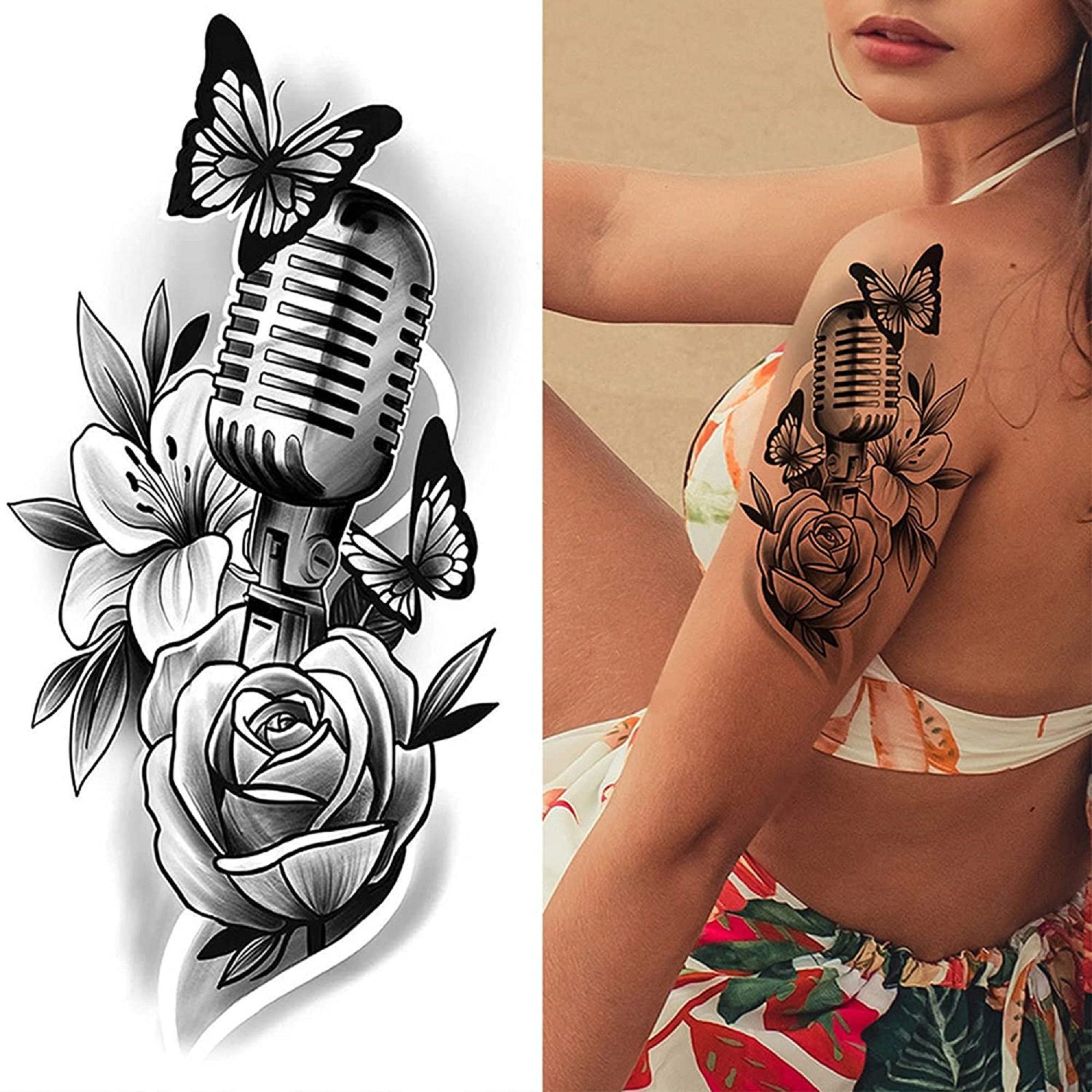 Microphone Tattoo - Etsy Microphone Tattoo - Etsy