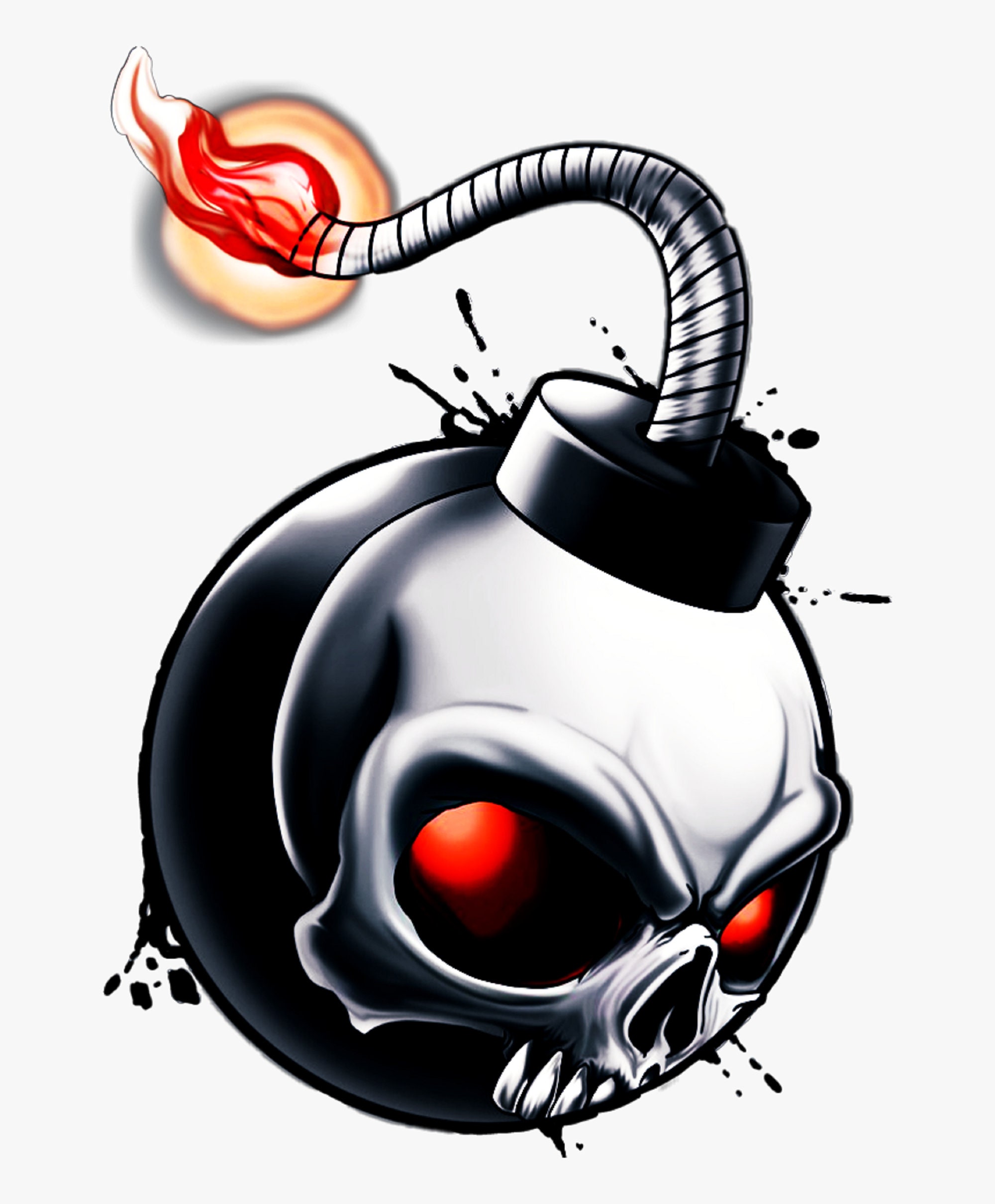 Skull Bomb Temporary Tattoo Removable Skull Tattoo on Fire - Etsy