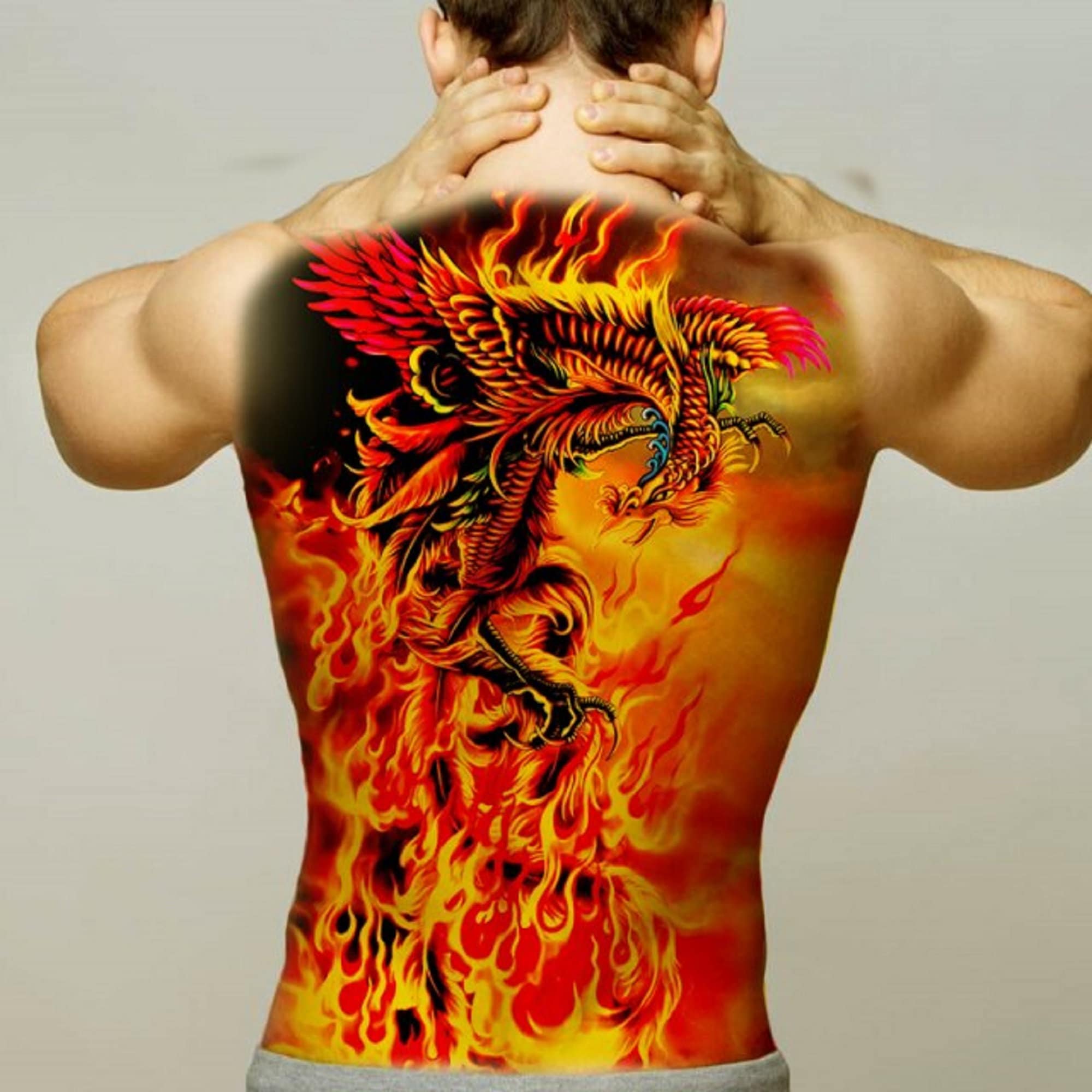 Dragon and Phoenix tattoo stickers abstract personality Chinese style  simple lasting shoulder back waterproof men and women personality   Amazonca Beauty  Personal Care