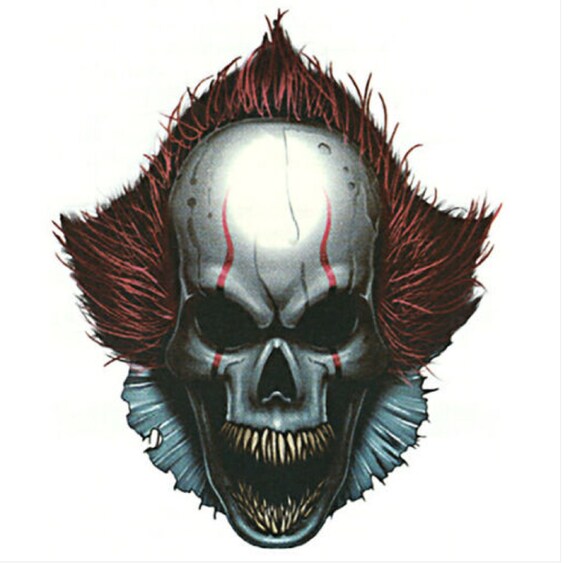 Evil Clown And Skull Tattoo On Left Shoulder
