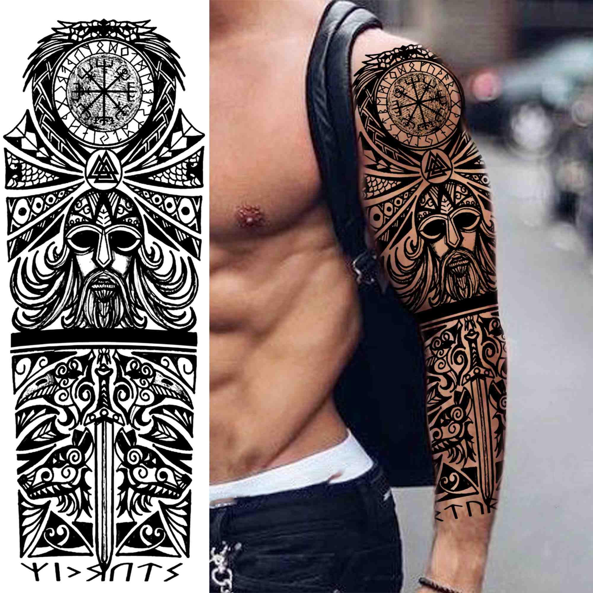 SAVI Full Arm Tattoo Full Sleeve Arm Tattoo For Men Mandala Art  Ancient Tribal Totem For Girls Women Temporary Tattoo Sticker Size  48x17CM  Amazonin Beauty