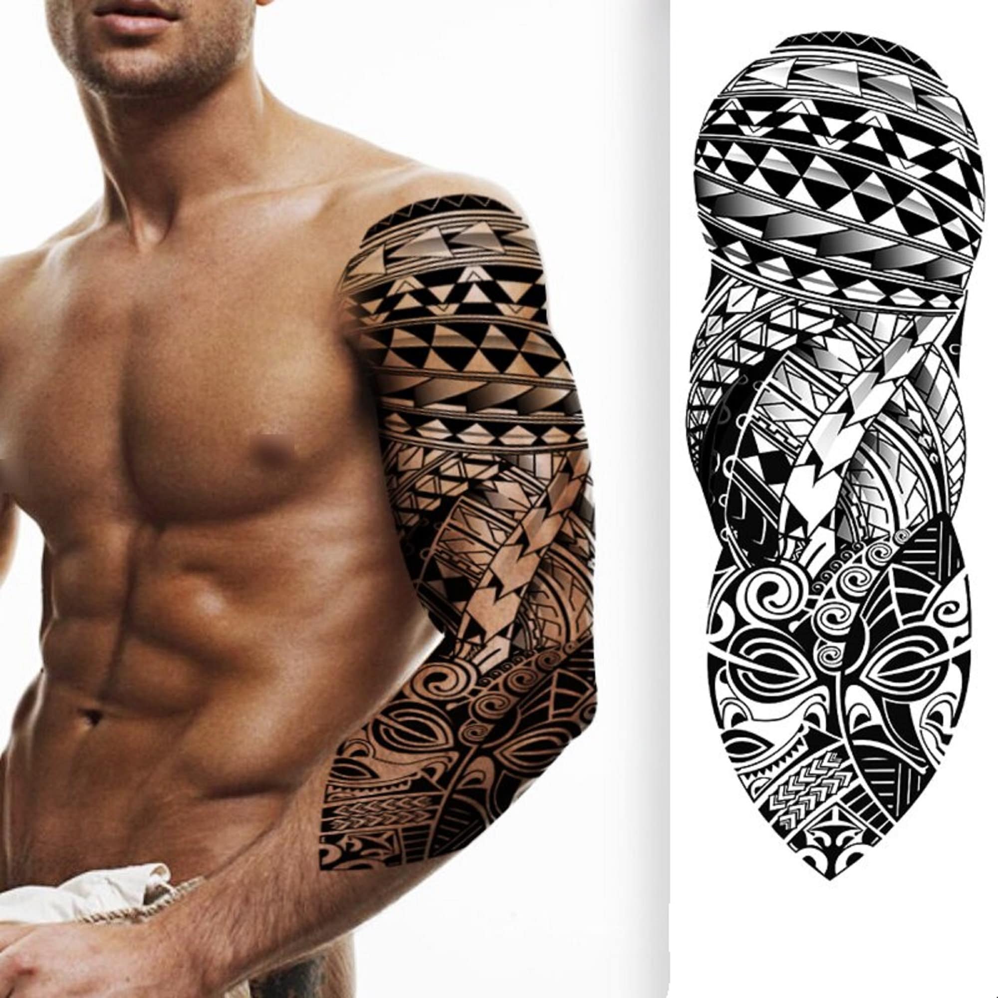 Temporary Tattoo Full Sleeve Black and Gray Tattoos Flower & Etsy