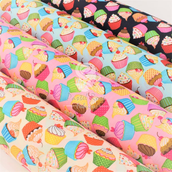 Cupcakes imprimés Fun Kids Tissu 100% coton pour enfants - 112 cm de large - Quilting artisanal pour vêtements | Tissu Rose & Hubble