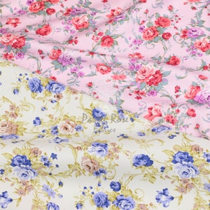 Vintage Regal Rose Floral 100% cotton poplin fabric -Rose & Hubble 112cm wide - Half Metre Fat Quarter