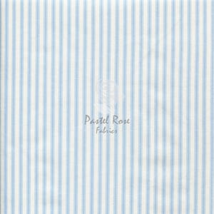 May include: White fabric with thin blue stripes. The fabric is woven and has a subtle texture. The fabric is perfect for sewing projects, quilting, and crafting.