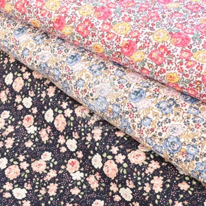 Summer Dress Floral Camellia 100% cotton Lightweight fabric Exta wide 140cm Metre Fat Quarter ideal for dressmaking