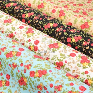 Calla Rose Floral print 100% Cotton Poplin Fabric | Rose & Hubble | Metre Clothing, Craft, Quilting, dress