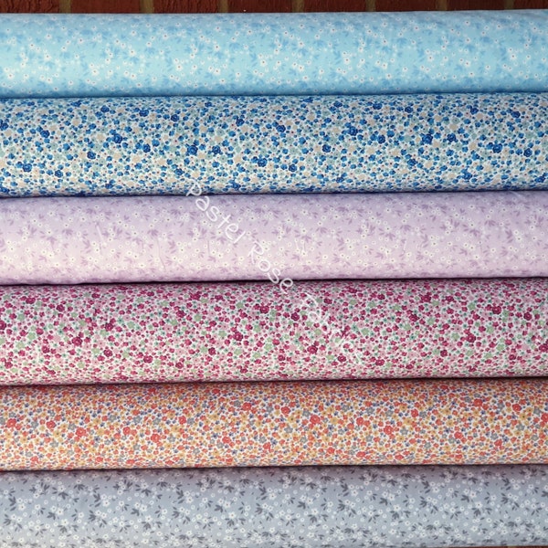 Snow Ditsy Floral 100% Cotton poplin Fabric Rose & Hubble Fat Quarter Metre - ideal for dressmaking, quilting, craft, clothing