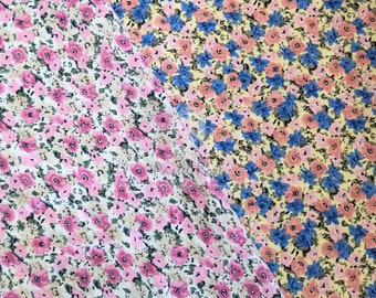 Vestido de viscose Pansy Floral 100% Rayon Extra largo 55&quot; | Marfim, Limão | Por metro
