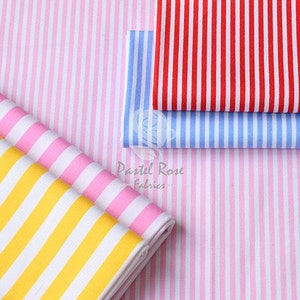 Stripes 8mm and 3mm 100% Cotton Poplin Fabric Rose and Hubble - clothing, craft, quilting
