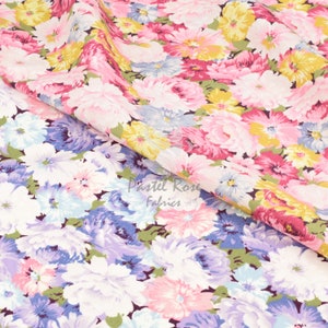 Peony Rose Floral 100% cotton poplin fabric - Rose & Hubble 112cm wide Metre Fat Quarter | dressmaking, craft, quilting, clothing