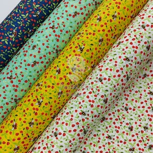 Honey bees Fun Kids Children 100% Cotton Fabric - 112cm wide - Clothing, Crafts, Quilting Rose & Hubble Cotton