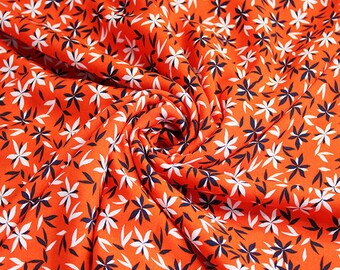 Vestido floral de viscose Beleaf 100% rayon, extra largo, 55&quot; | Laranja, Branco | Por metro
