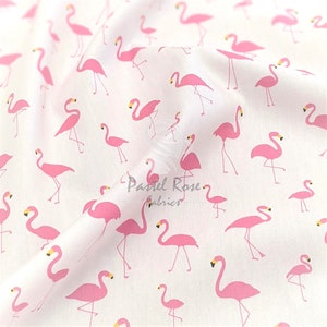 Flamant rose, imprimé animal, amusant pour enfants, tissu 100 % coton, 112 cm de large, vêtements, loisirs créatifs, courtepointe