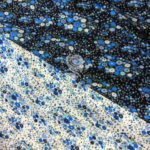 Navy Blue White Ditsy Floral Clusters 100% cotton poplin fabric - Rose & Hubble 112cm wide Metre Fat Quarter