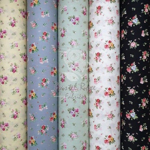 Spring Lady Floral 100% cotton poplin fabric - Rose & Hubble 112cm wide Metre Fat Quarter | dressmaking, quilting, craft, clothing