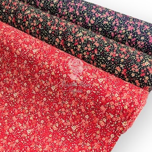Ditsy floral liberty style 100% cotton poplin fabric - Rose & Hubble 112cm wide - Red, Navy, Black dressmaking, quilting, craft, clothing