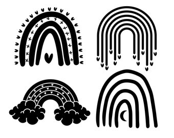 Download Rainbow Svg Black And White Etsy
